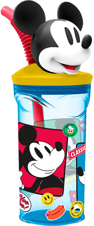 Bicchiere Plastica Bamibini Disney Mickey Mouse 3D, senza BPA da 360 ml
