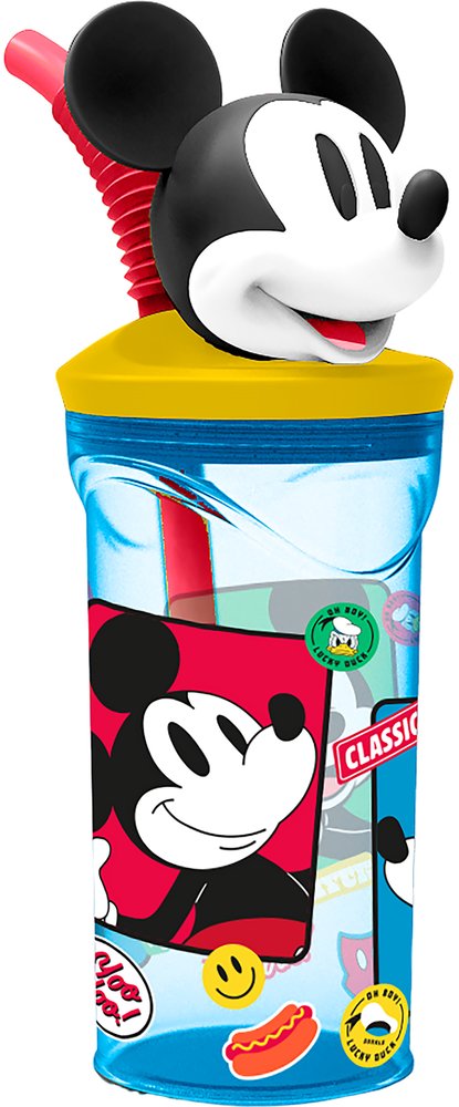 Bicchiere Plastica Bamibini Disney Mickey Mouse 3D, senza BPA da 360 ml