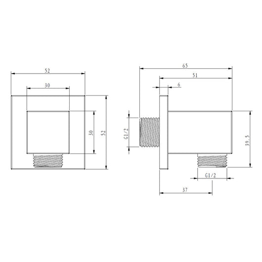Angolo con rosone quadro in ottone per saliscendi