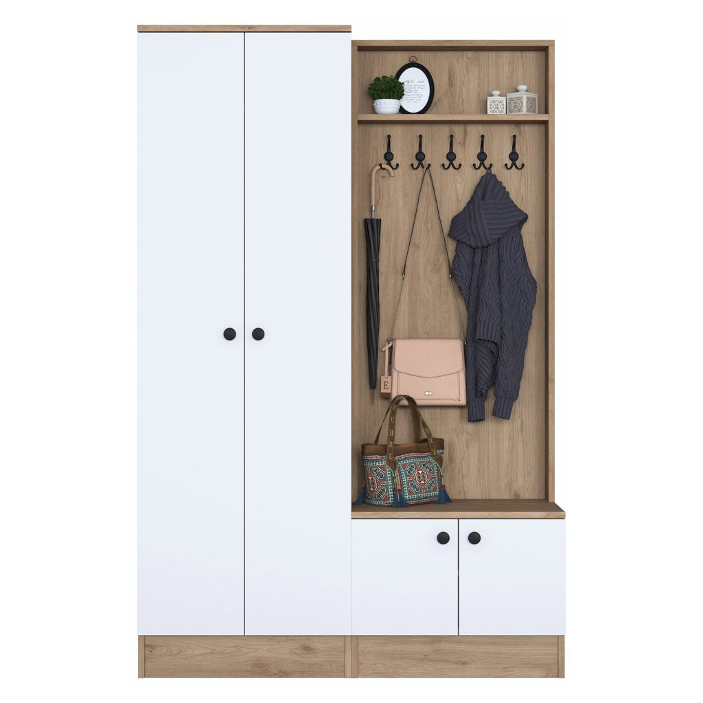 Rezzato, Mobile da Ingresso 5 Ripiani, 120x36x183h cm Bianco