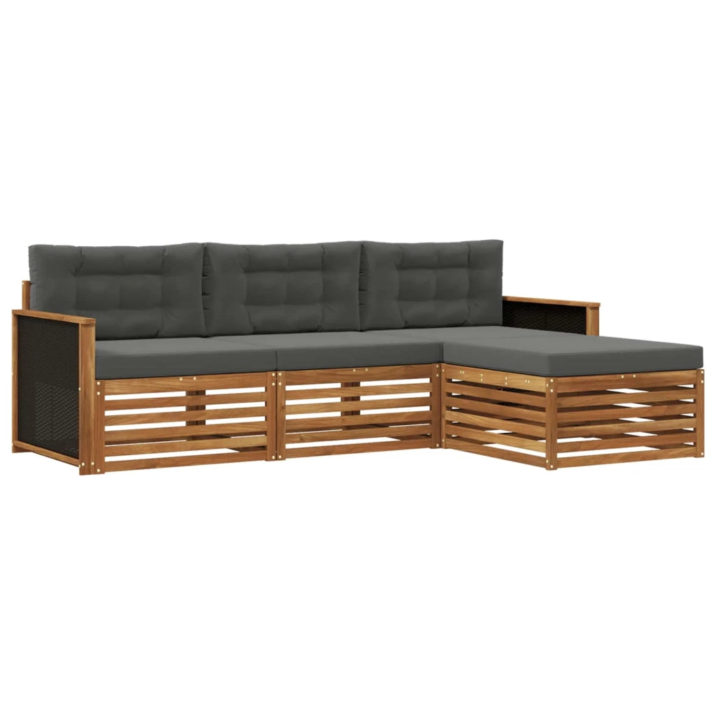 Set di divani da esterno 4 pcs Naturale e Antracite Poliestere