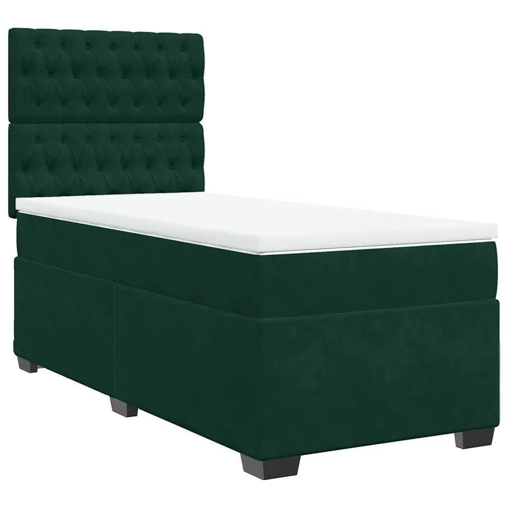 Giroletto a Molle con Materasso Verde Scuro 90x190 cm Velluto