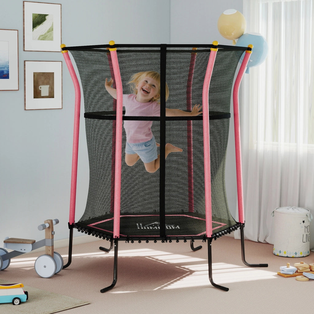 Tappeto Elastico per Bambini con Pali Imbattiti ¨C zephmum ¨C Rosa 163.5x190 cm