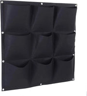Tenda per piante verticale - contenitore per piante appeso - Giardino verticale con 9 contenitori - Contenitore per piante - contenitore per piante all'aperto - 9 spazi ampi - Quadrato - 50 x 50 cm - Nero - Materiale: Vilten -