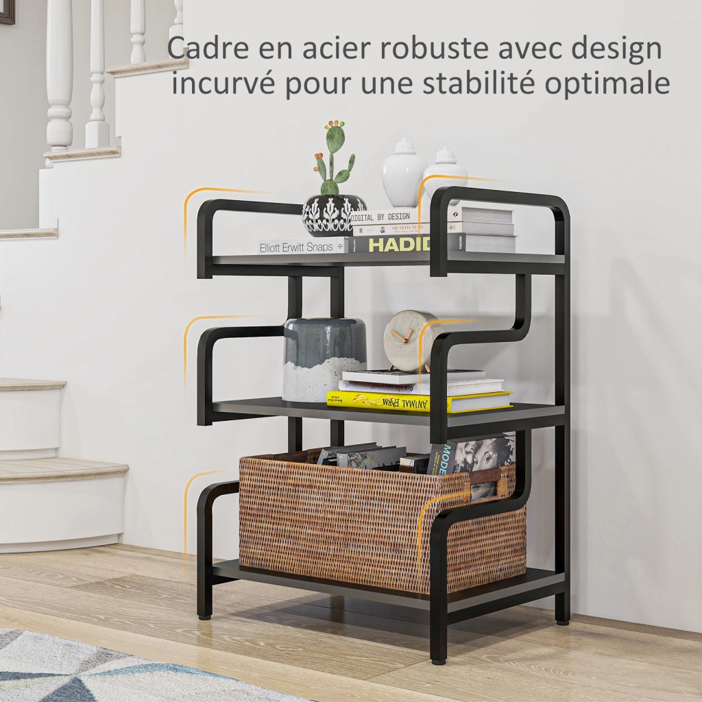 Scaffale a 3 ripiani ¨C Xylo ¨C Metallo nero stile industriale 55x40x77 cm