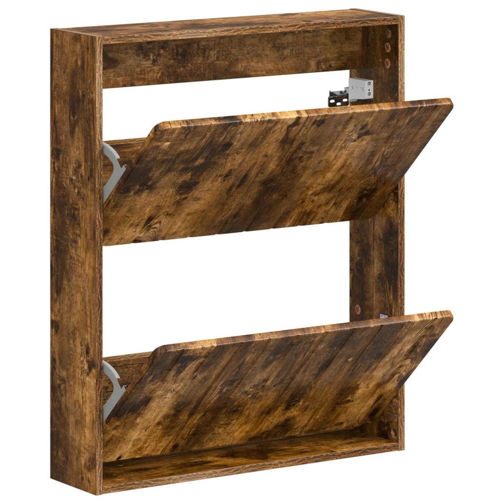 Mobiletto per Scarpe da Muro ZWOLLE 71 x 17 x 86 cm Rovere Fumo 896420
