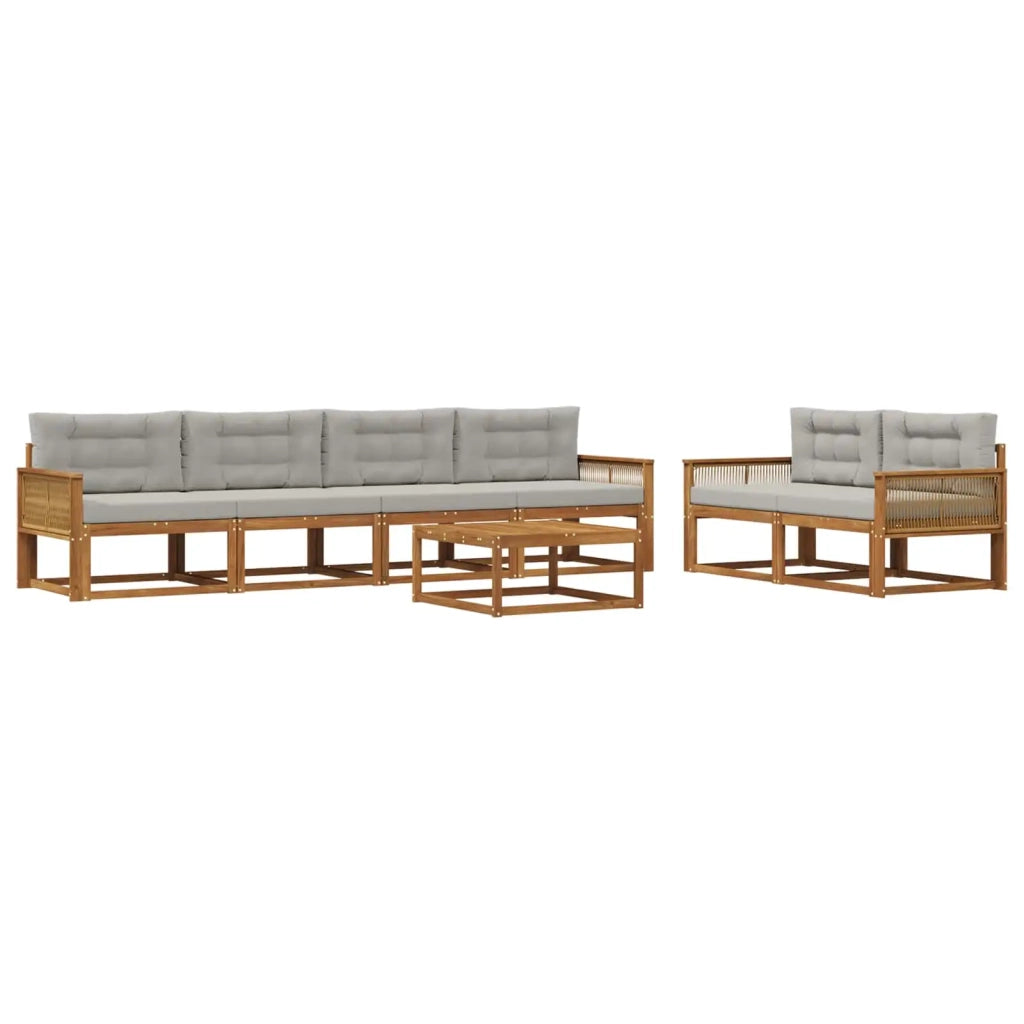 Set di divani da esterno 7 pcs Naturale e Grigio chiaro 3382369