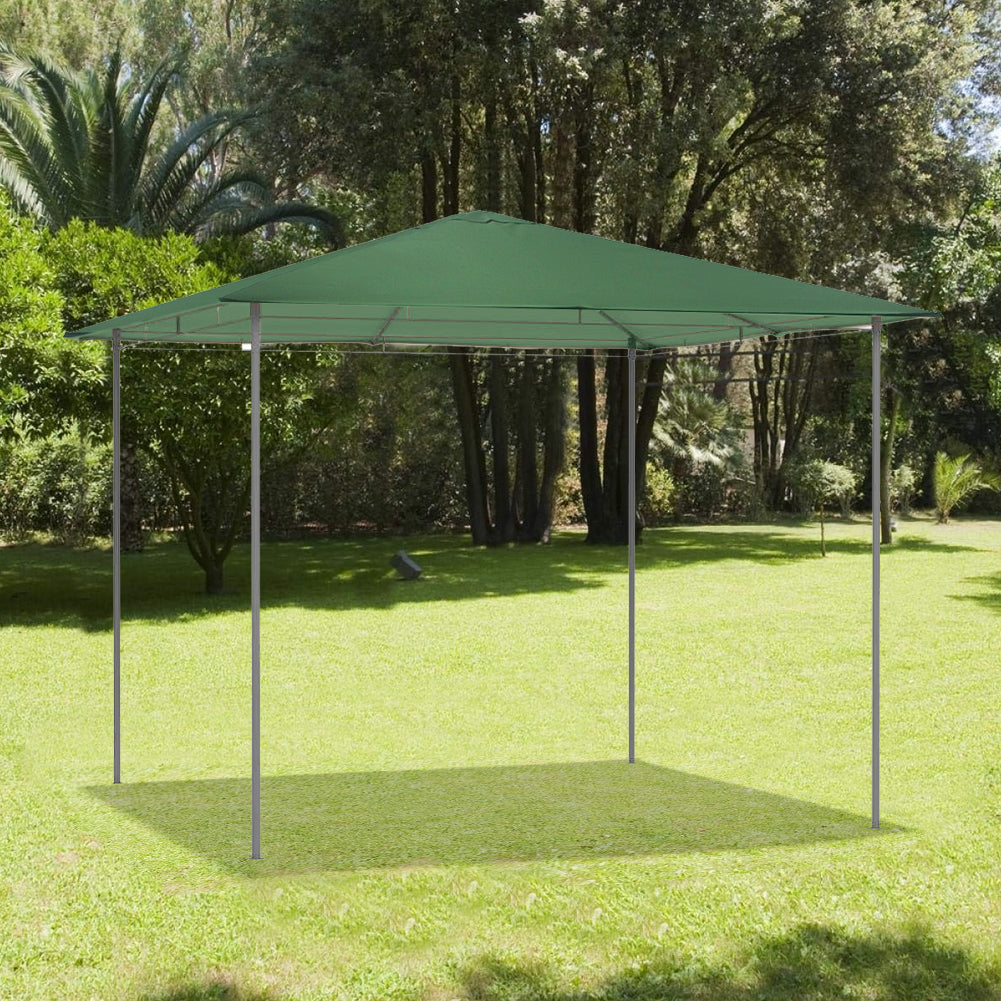Gazebo da Giardino 3x3 cm Verde per Esterno Copertura in Poliestere Resistente