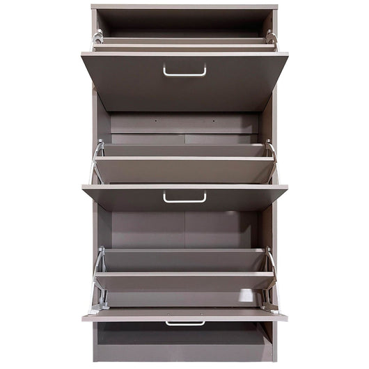 Marvin Scarpiera in Legno Salvaspazio Mobile Porta Scarpe Verticale 3 Ante a Ribalta Moderna con Maniglie  TORTORA_49462