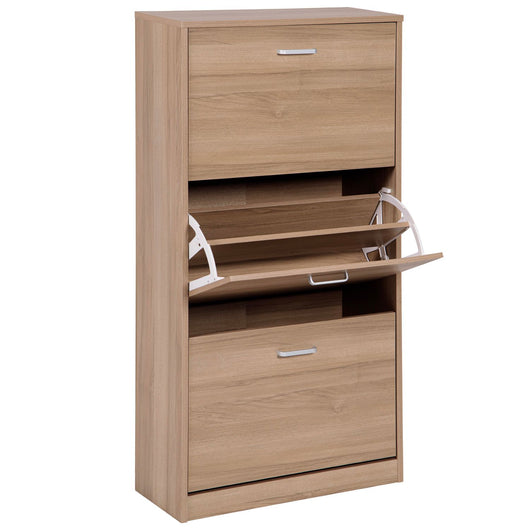 Marvin Scarpiera in Legno Salvaspazio Mobile Porta Scarpe Verticale 3 Ante a Ribalta Moderna con Maniglie  MARRONE_49461