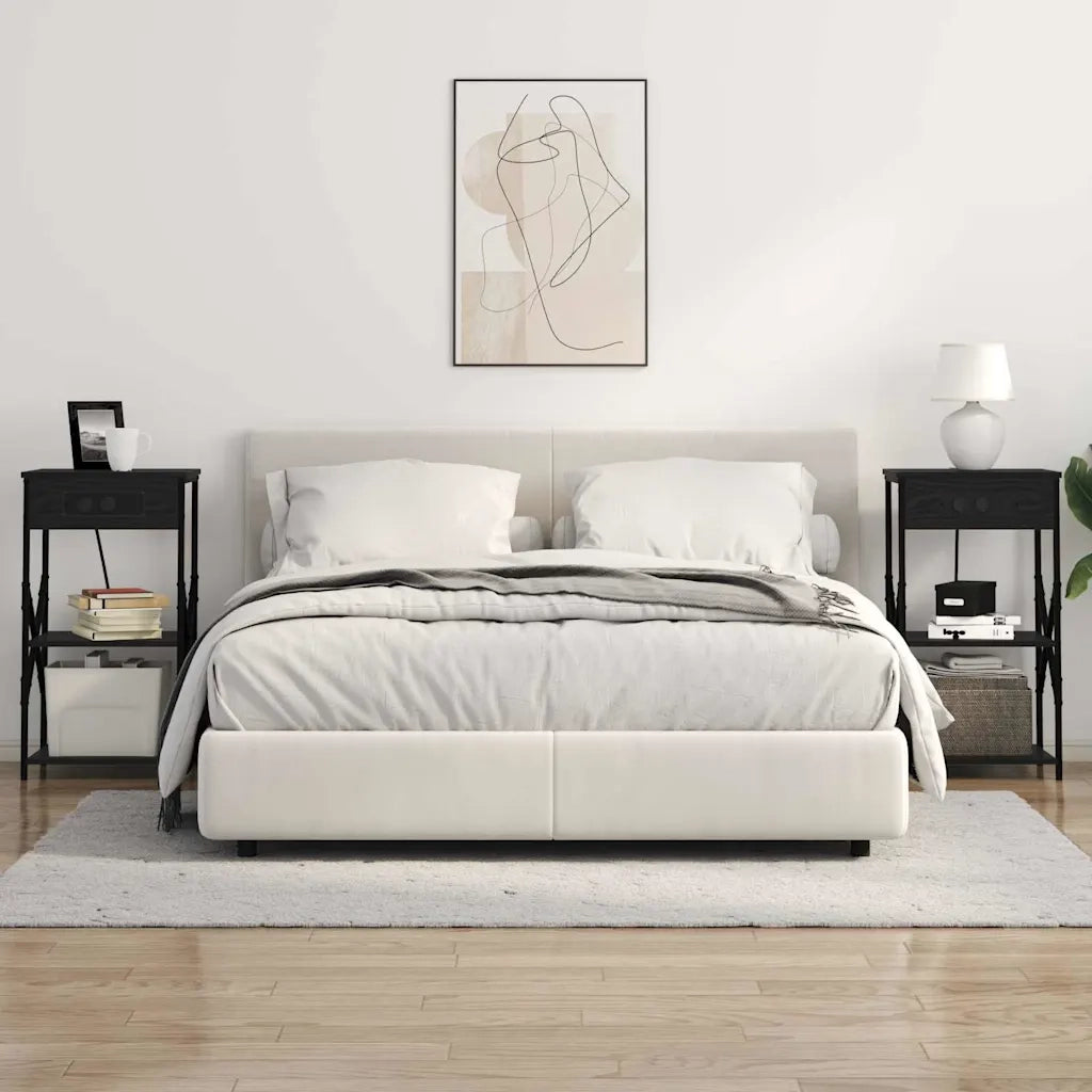 Armadio da Notte 2 pcs Rovere Nero 41 x 31 x 76 cm 859526