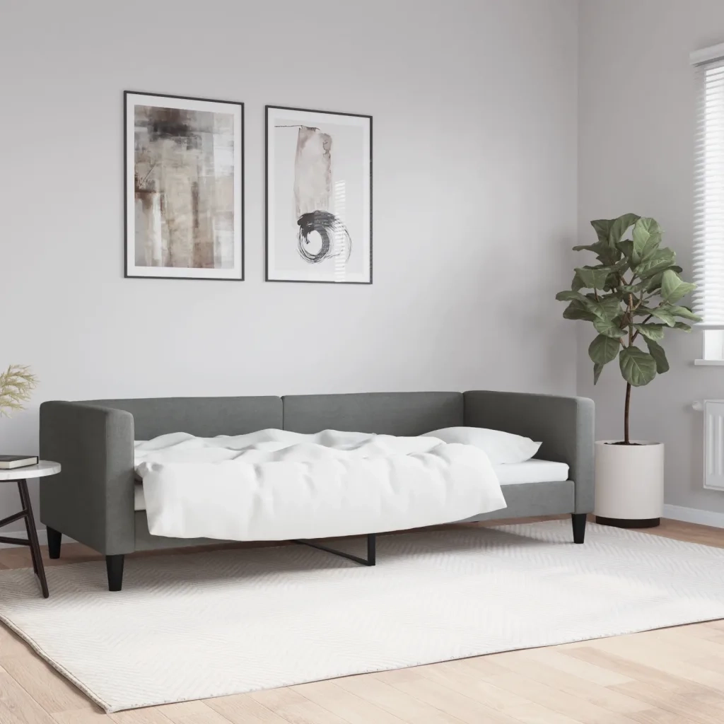 Letto singolo | Letto per adulti | Letto da Giorno Grigio Scuro 80x200 cm in Tessuto