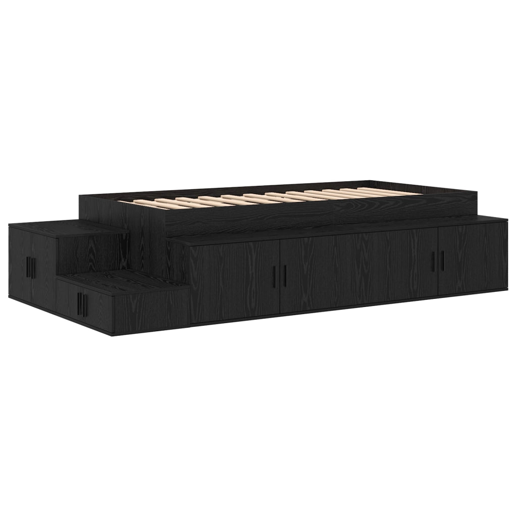Struttura Letto da Scstorage Nero Rovere 75x190 cm