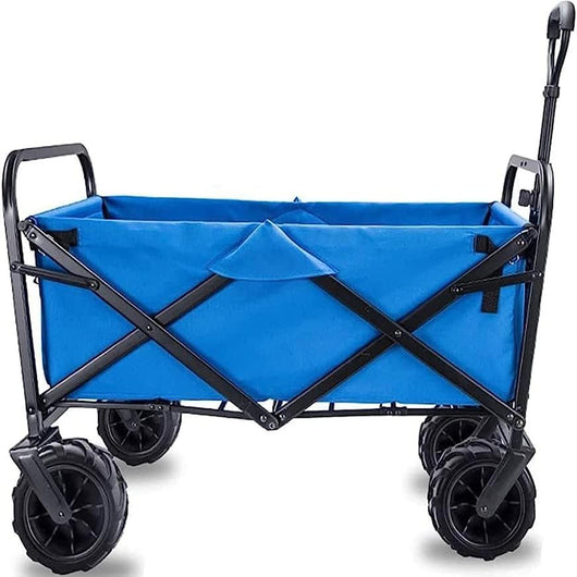 Carrello Blu in Tessuto Oxford con Telaio Acciaio e Ruote Carrellino Pieghevole