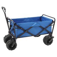 Carrello Blu in Tessuto Oxford con Telaio Acciaio e Ruote Carrellino Pieghevole