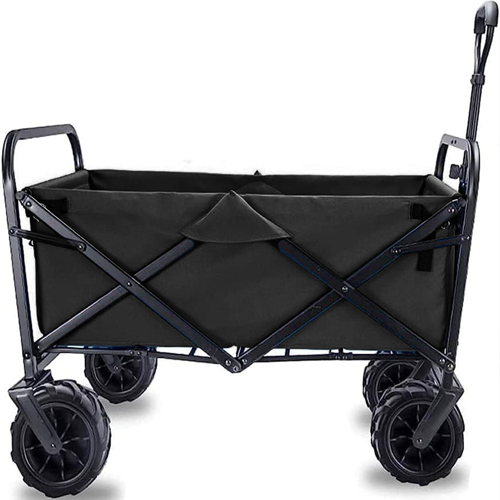 Carrello Nero in Tessuto Oxford con Telaio in Acciaio e Ruote Carrellino Pieghevole