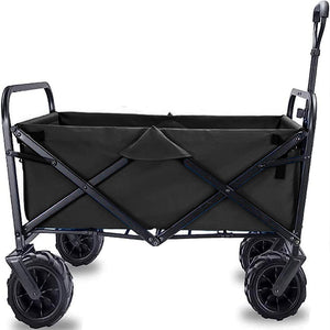 Carrello Nero in Tessuto Oxford con Telaio in Acciaio e Ruote Carrellino Pieghevole