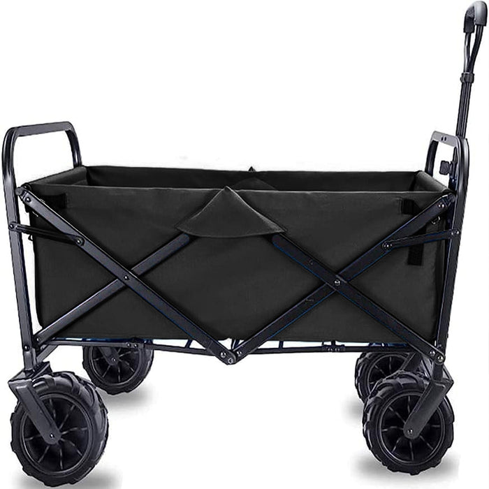 Carrello Nero in Tessuto Oxford con Telaio in Acciaio e Ruote Carrellino Pieghevole