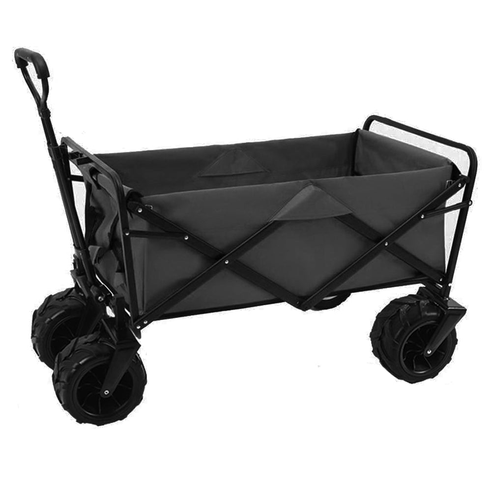 Carrello Nero in Tessuto Oxford con Telaio in Acciaio e Ruote Carrellino Pieghevole