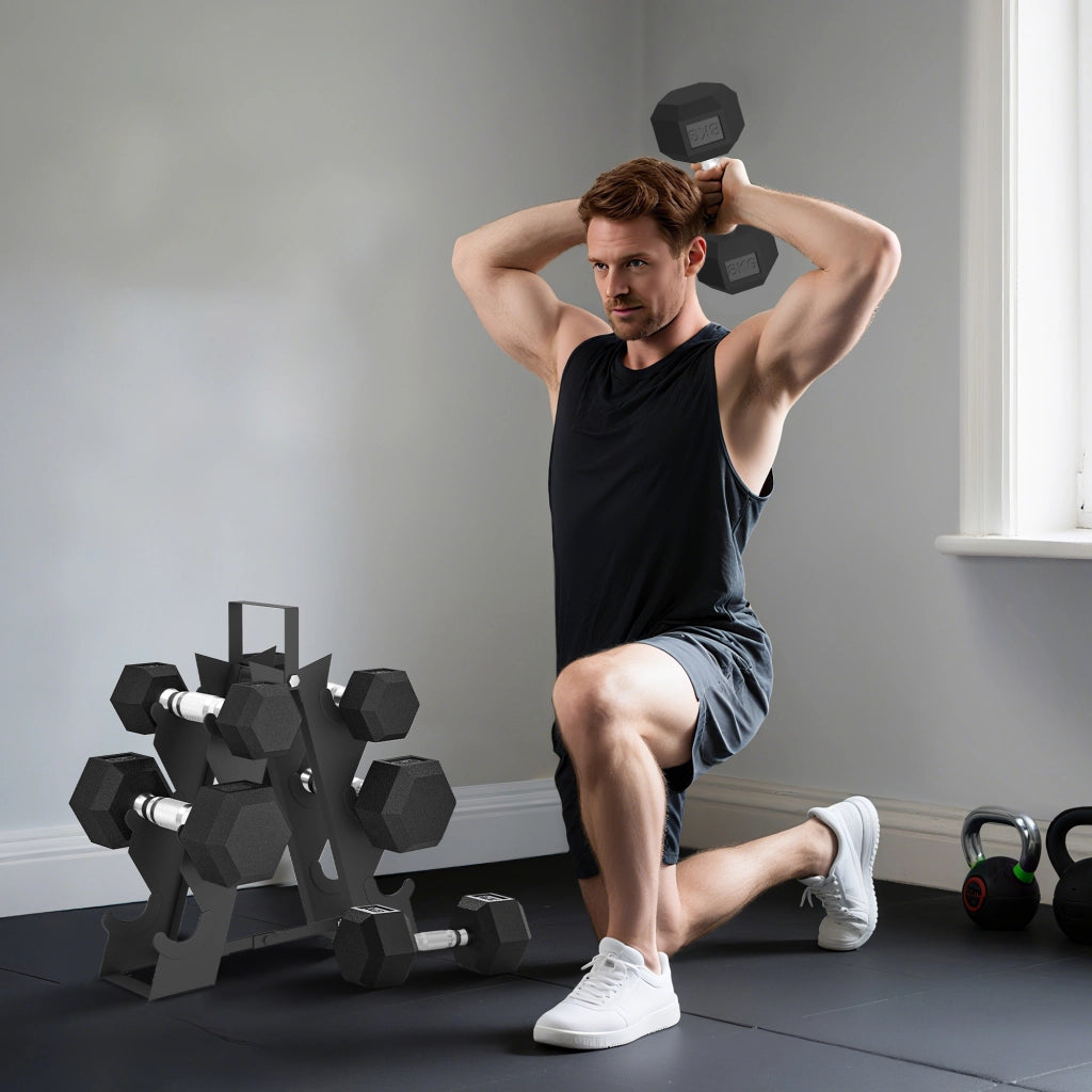 Set Manubri Palestra con Supporto in Metallo ¨C Zephmum ¨C 2x2kg 2x5kg 2x8kg Nero