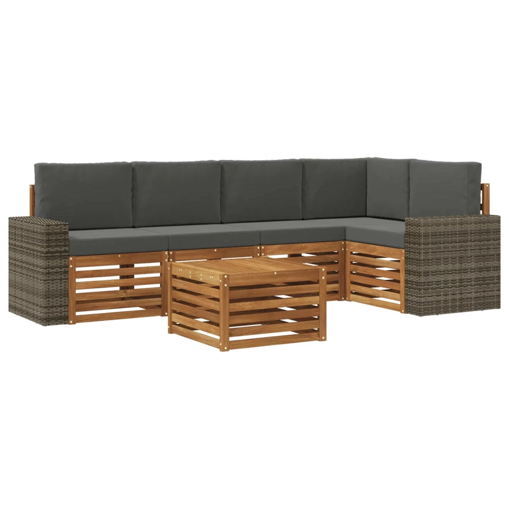 Set di divani da esterno 6 pz Naturale e Antracite Poliestere 3384398