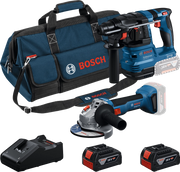 Bosch Kit 18V GBH 18V-22 + GWS 18V-8 + 2 Batterie 4 Ah + GAL 18V-40 + Borsa