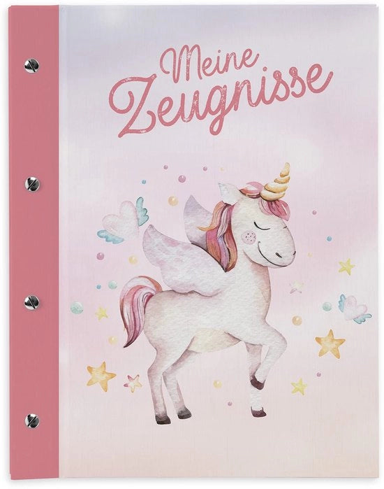Certificato di mappa con viti a libro, espandibile per bambini, adolescenti, adulti, ragazze, ragazzi, studenti (unicorno)
