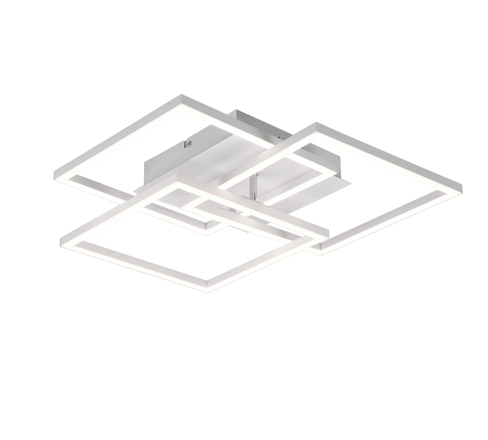Plafoniera LED 3 quadrati, metallo, bianco, L 39 cm, Mobile