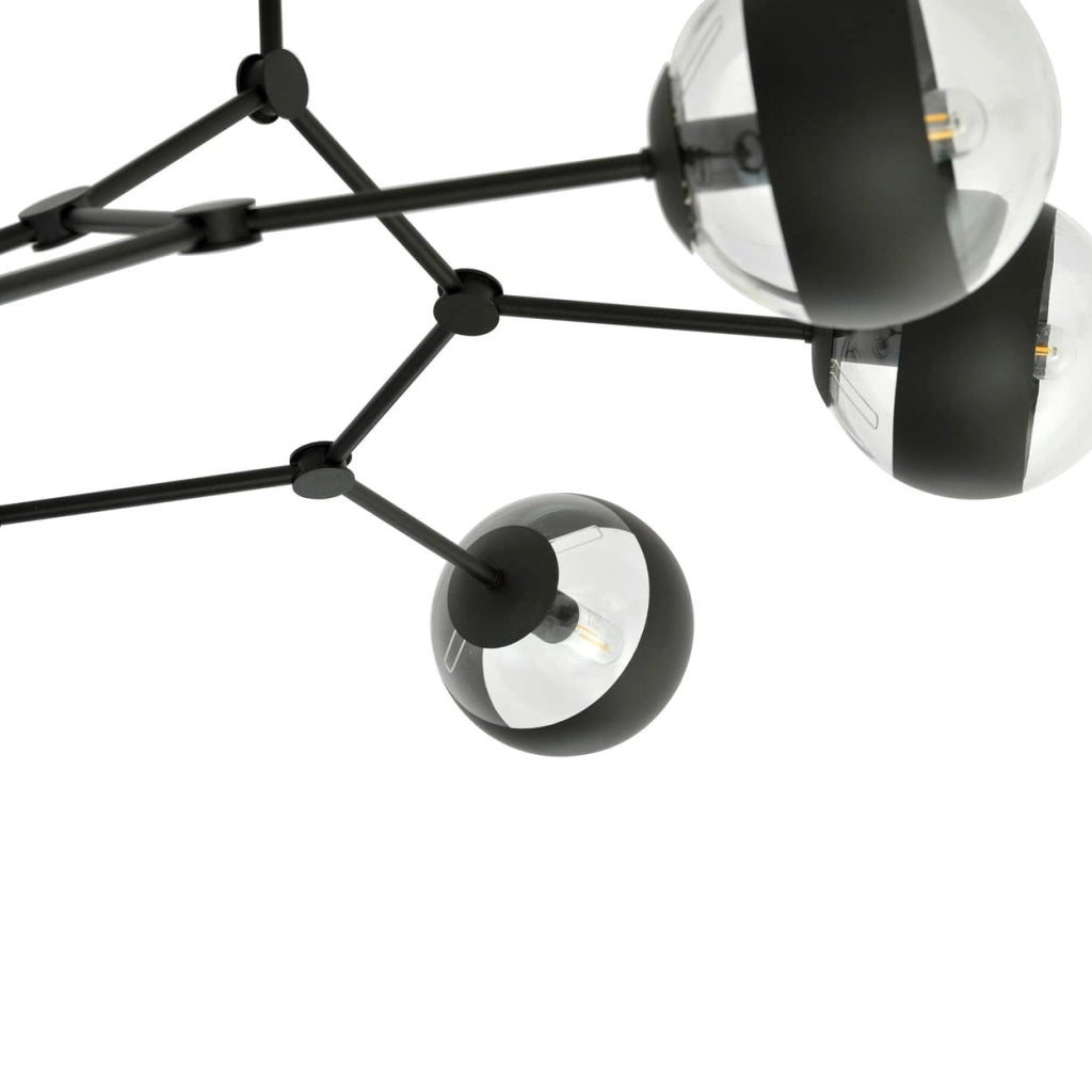 Lampadario Emibig Space 6 luci E14 nero vetro trasparente