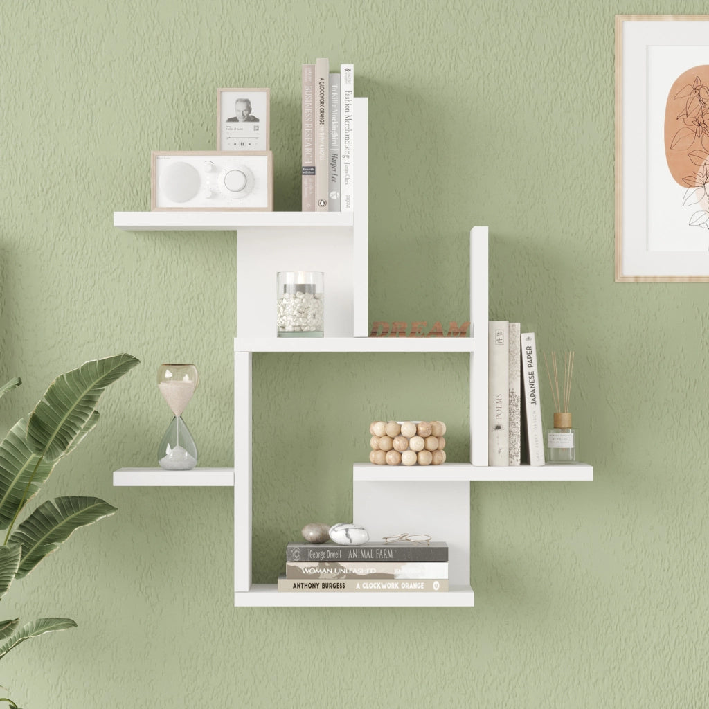 Scaffale da Parete Reyna Libreria da Muro 66 x 63 x 15 cm Bianco [en.casa]