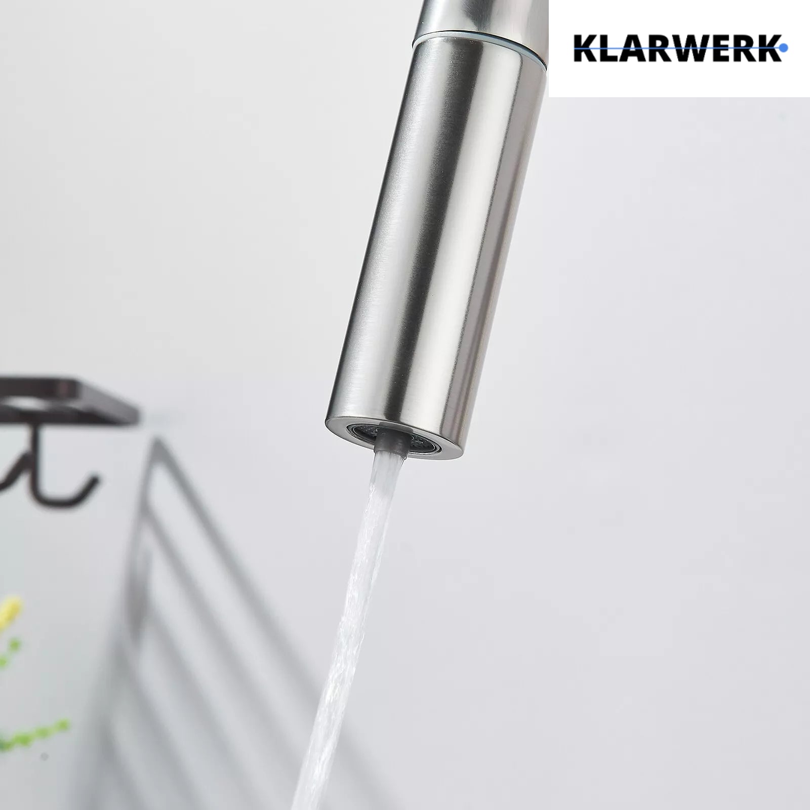 Jana | Rubinetto estraibile 3 vie premium argento spazzolato | osmosi in acciaio inox cucina | miscelatore 360 gradi | filtro 3 attacchi gomito alto