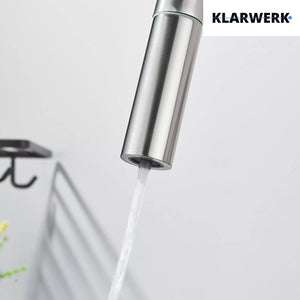 Jana | Rubinetto estraibile 3 vie premium argento spazzolato | osmosi in acciaio inox cucina | miscelatore 360 gradi | filtro 3 attacchi gomito alto