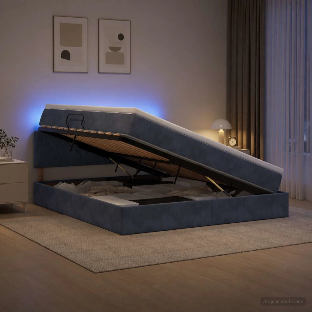 Letto con contenitore LED e materasso Grigio Scuro 180 x 200 cm 3459325