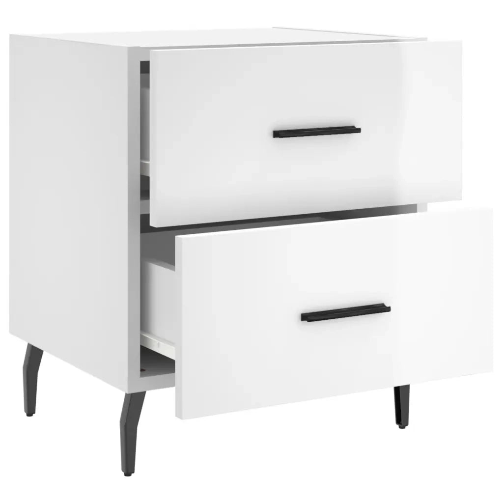 Comodini 2 pz Bianco Lucido 40x35x47,5 cm in Legno Multistrato 827345