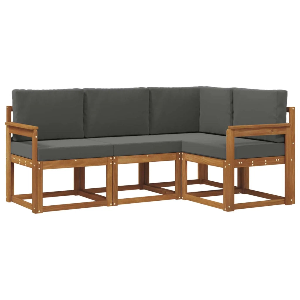 Set di divani da esterno con cuscino 4 pcs Naturale e Antracite