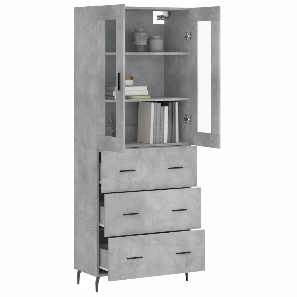 Credenza | Madia | Buffet da pranzo | Armadio da pranzo Grigio Cemento 69,5x34x180 cm in Legno Multistrato