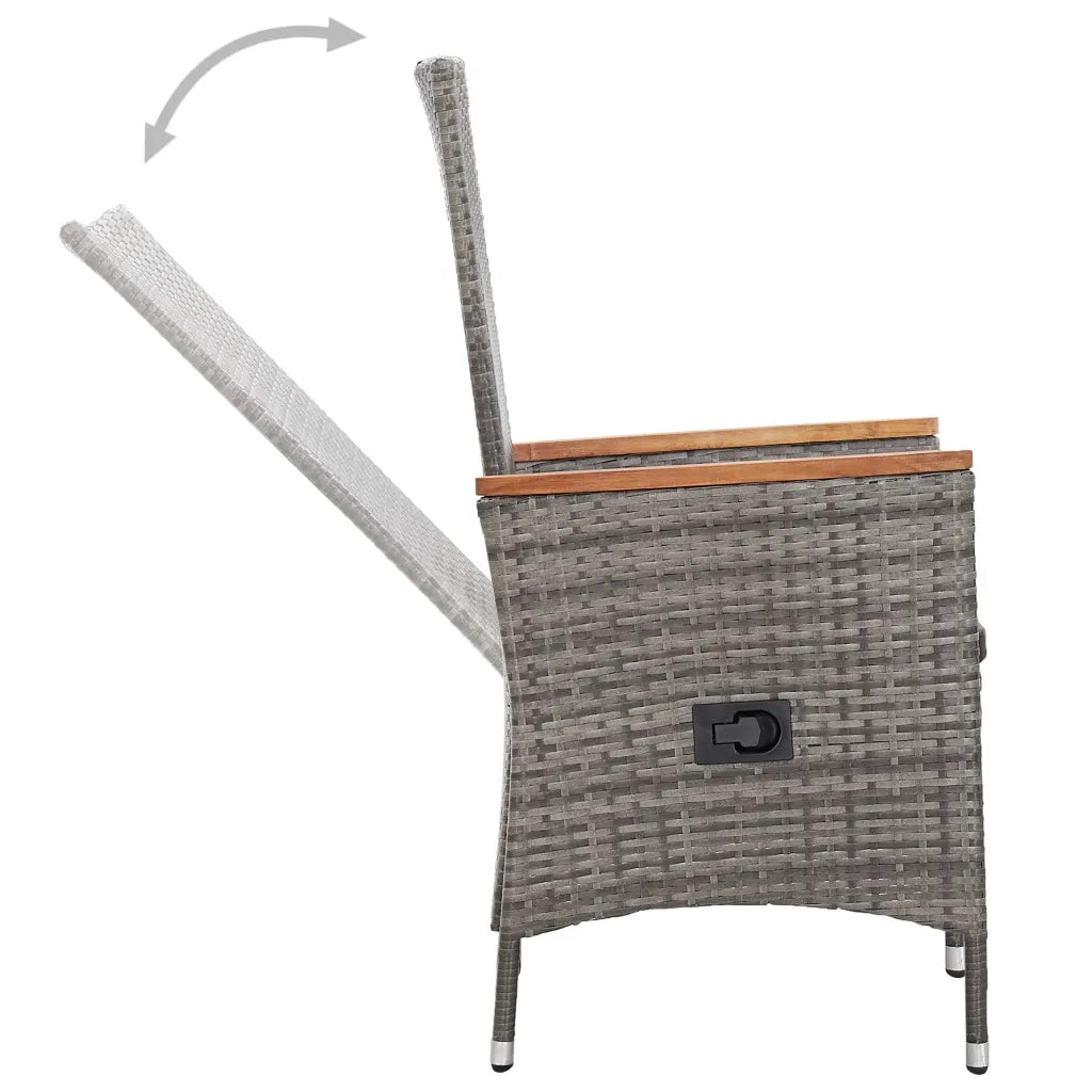 Set da Pranzo da Giardino 9 pz con Cuscini in Polyrattan Grigio cod mxl 34603