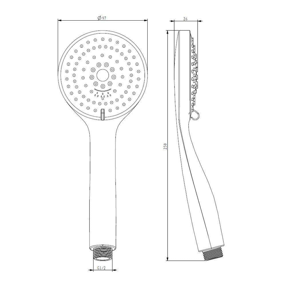 Doccino a risparmio acqua cromato con tre getti eternity
