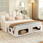 LETTO Divano letto con cuccia per animali 180x200 cm Velluto Beige