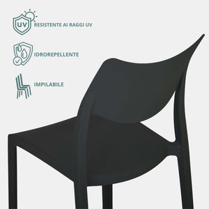 Marvin Sedia In Polipropilene Manu Arredo di Design Sedia per Esterno e Interno Impilabile Sedie per G 1 SEDIA MANU NERO