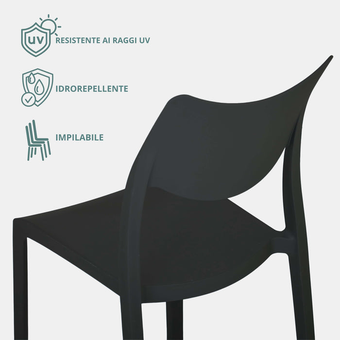 Marvin Sedia In Polipropilene Manu Arredo di Design Sedia per Esterno e Interno Impilabile Sedie per G 4 SEDIE MANU NERO