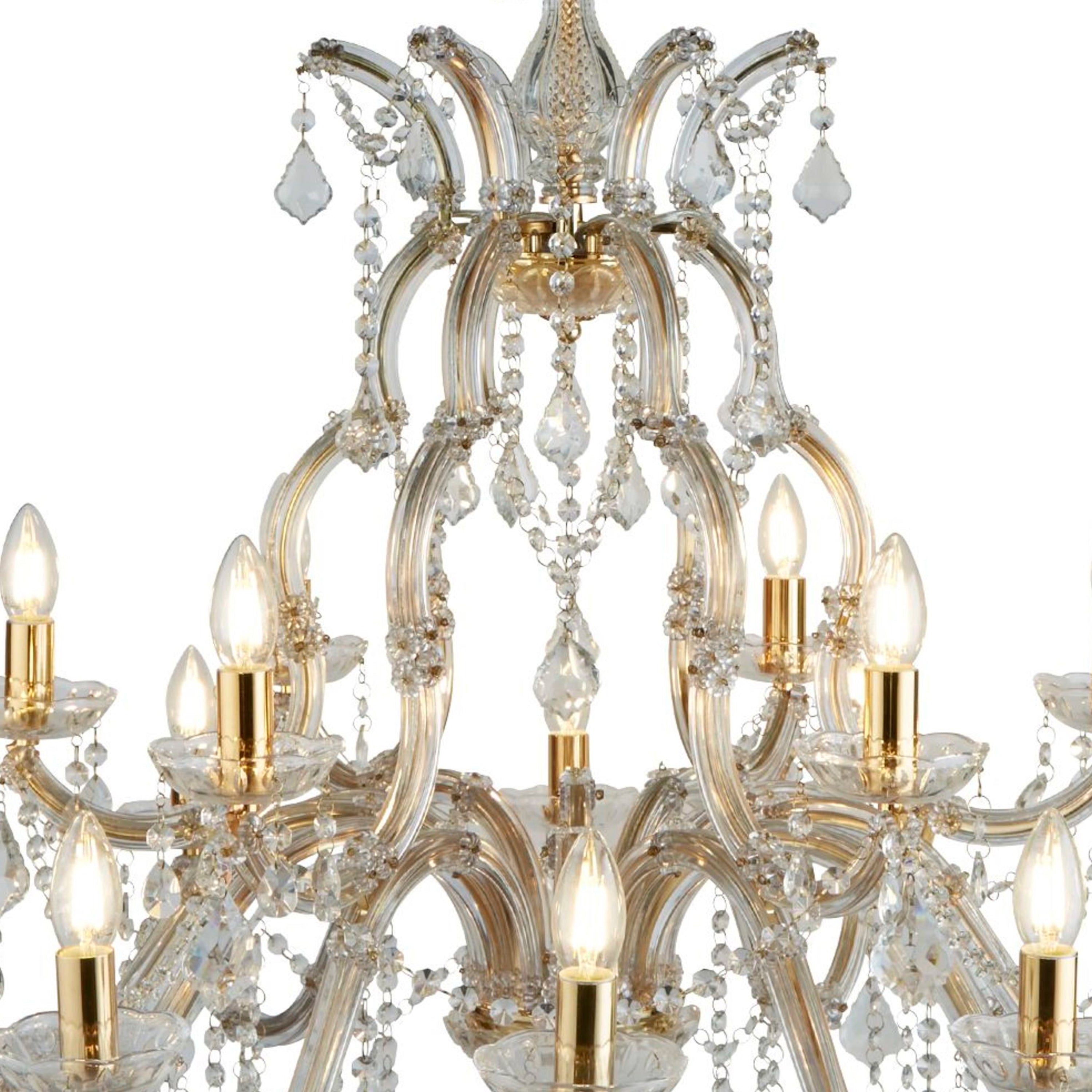 Lampadario Classico Marie Therese Acciaio Adjustable Vetro 18 Luci E14