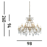 Lampadario Classico Marie Therese Acciaio Adjustable Vetro 18 Luci E14