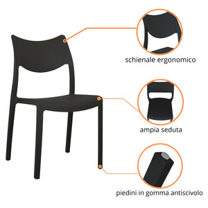 Marvin Sedia In Polipropilene Manu Arredo di Design Sedia per Esterno e Interno Impilabile Sedie per G 2 SEDIE MANU NERO