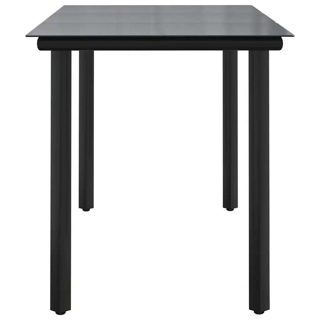 Tavolo Pranzo Giardino Nero200x100x74 Acciaio e Vetro Temperato 319284