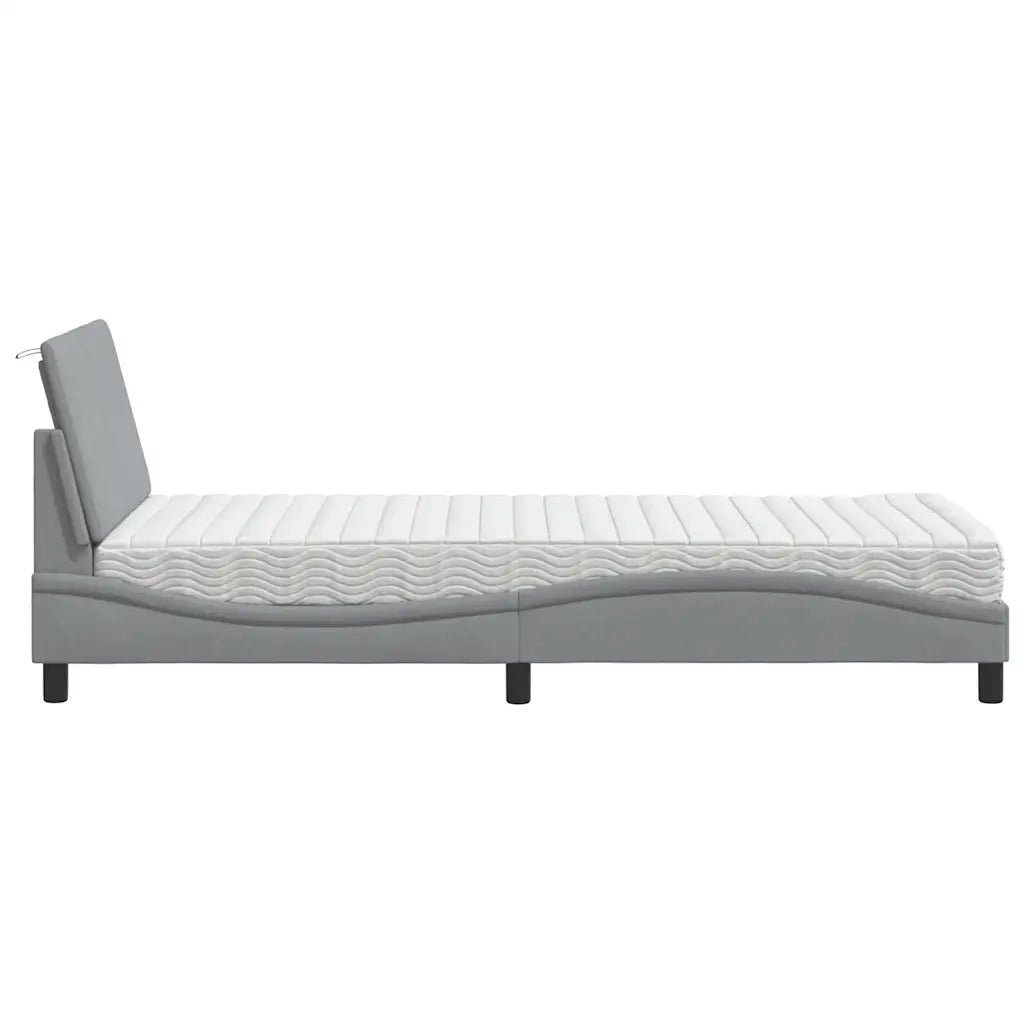 Letto con Materasso Hanko Grigio Chiaro 80x200 cm in Tessuto 3310489