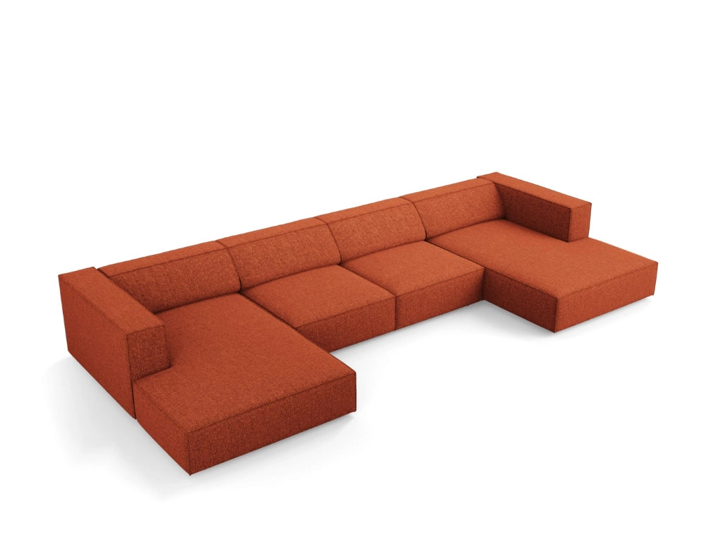 Cosmopolitan Design - Divano panoramico "Arendal" 6 posti in ciniglia terracotta 