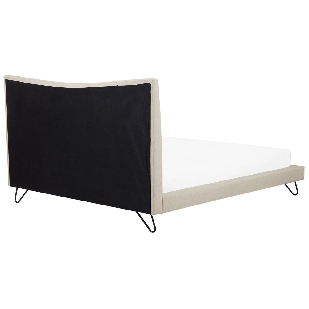 Letto Beige in tessuto di poliestere a Doghe Trapuntatura a Bottoni 180 x 200 cm Testiera Trapuntata