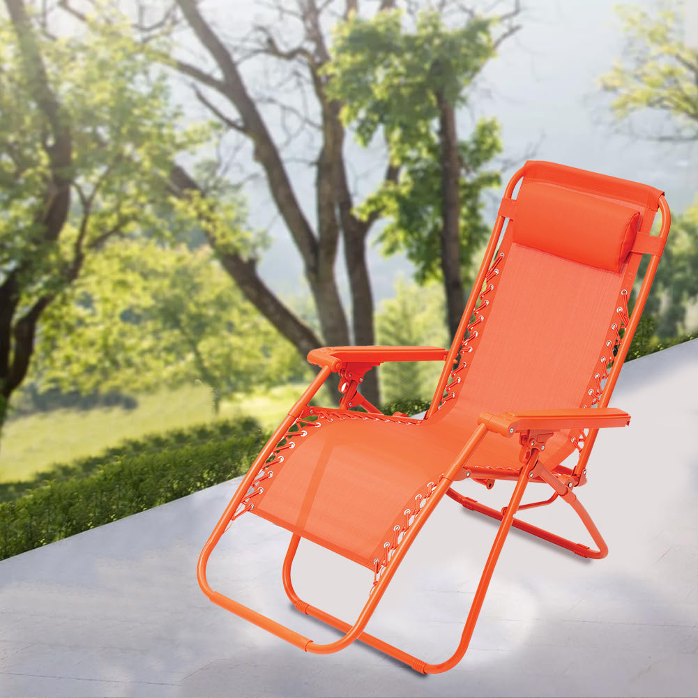 Sedia Zero Gravity Pieghevole in Tessuto Traspirante Sdraio Gravità Reclinabile