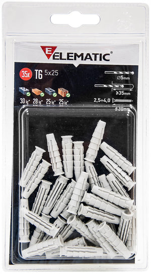 elematic blister tassello t6/va 8 con vite 10 pz cod:ferx.12147